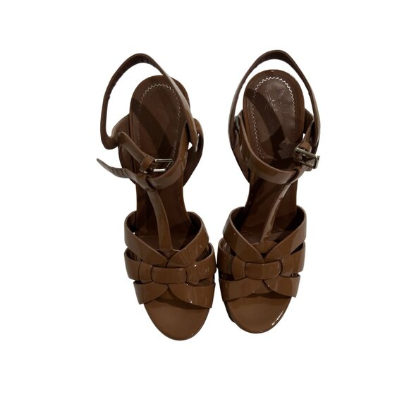 Yves Saint Laurent Tribute 105 Sandals in Vitello Vernice Soft Nude - Picture 4 of 10